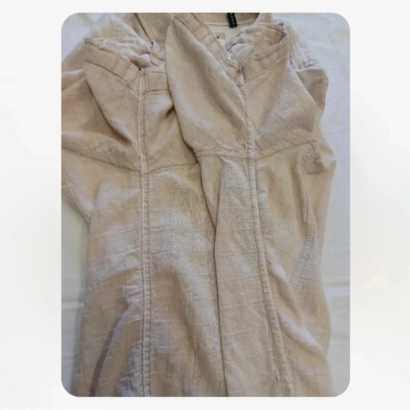 Point Zero Linen Blend Beige Short Sleeve  Button Down Shirt Size Large - Picture 11 of 11